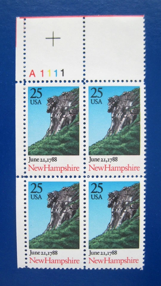 Sc # 2344 ~ Plate # Block ~ 25 cent New Hampshire Issue (de20) - Image 1 of 1