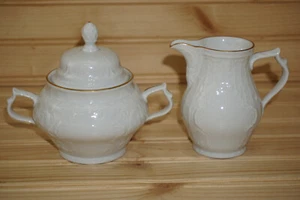 Rosenthal Sanssouci Goldband WEISS Milchkännchen, 3 3/4" & Zuckerdose, 2 3/4" (G22) - Bild 1 von 9