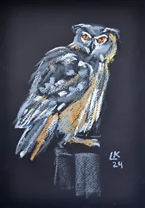 Geschenk für Eulenliebhaber - Original Wildtier Kunstwerk 12x8 Zoll - Bild 1 von 6