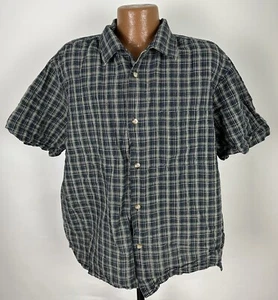 Camisa Natural Issue Ramie Mezcla Hombres XL Azul Marino A Cuadros Manga Corta Exterior De Colección - Imagen 1 de 13