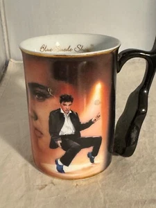 2002 Elvis Presley's Greatest Hits Blue Suede Shoes Bradford Porcelain Mug-Mint - Picture 1 of 4