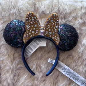 Disney World 50th Anniversary schillernd marineblau und gold Minnie Ohr Stirnband - Bild 1 von 6