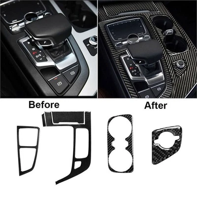 6Pcs Carbon Fiber Interior Gear Shift Panel Cover Trim For Audi Q7 2016-2019 6pc - Image 1 of 4