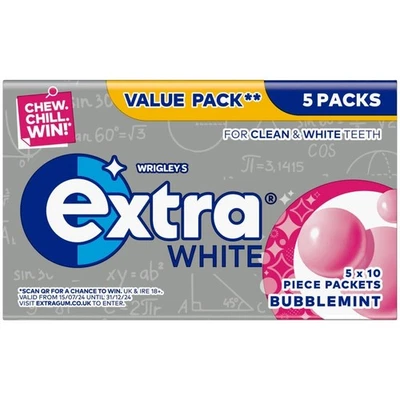 Wrigley's Extra White Bubblemint, 5 x 10 Pieces - Image 1 of 4