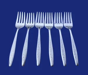 International PETAL LANE Superior Stainless, USA Set of 6 Salad Forks 6" - Picture 1 of 1