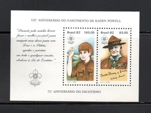 Brasil 1982 Hoja Sellos Scouts/BAdenPowell (Michel Block 51) MNH - Imagen 1 de 1