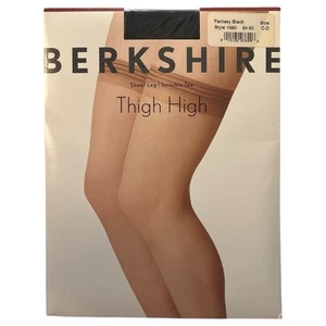 VTG Berkshire Womens C D Black Thigh High Sheer Leg Stockings Pantyhose Sexy USA - Picture 1 of 8
