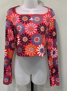 Adidas x Farm Rio Crop LS IM2361 Red Floral Sun Cropped Damen Large - Bild 1 von 3