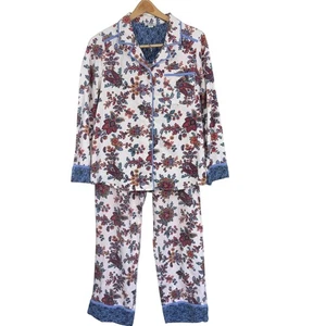 Sundance Womens Floral Paisley 2-Piece Pajama Set Large White Cotton Soft Lounge - Picture 1 of 11