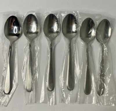 Beaded Elegance by Stanley Roberts Stainless Lot of 6 Oval Soup spoons - Image 1 of 4