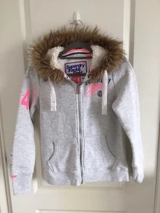 Superdry Borg Lined Fur Trimmed Zip Up Hoodie Size L - Picture 1 of 10