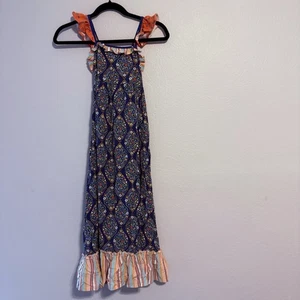 Matilda Jane Maxi Floral Dress with Ruffles Flutter Crisscross Back Girls Sz 6 - Picture 1 of 7