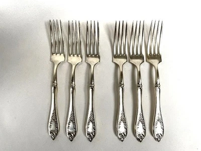 Набор из 6 обеденных вилок 7 3⁄4 дюйма Old Colony посеребренные 1847 Roger International - Изображение 1 из 4