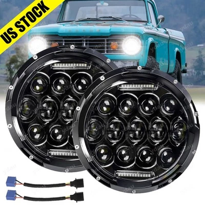 Par de faros LED redondos de 7" para camioneta Dodge 1971-1978 B100 B200 B300 Foto 1 de 4