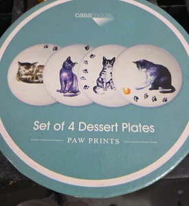 Fun Dessert Plates with Cat Motif by Casa Moda set of 4 - Picture 1 of 5