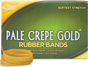 Rubber 21405 Pale Crepe Gold Rubber Bands Size #117B, 1 Lb Box Contains Approx - Picture 1 of 7