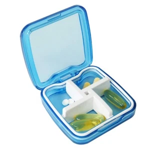 - Square Pill Organizer, 4 Compartment Pill Box, Medicine Pill Organizer, Wat... - Picture 1 of 9