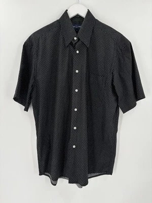 Camisa Alan River Vintage Abotonada Para Hombre Mediana Negra Blanca Cuello Lunares Foto 1 de 4