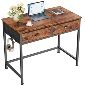 Small Computer Desk with 2 Fabric Drawers for Bedroom,34 Inch Home Office Wri... - Picture 1 of 9