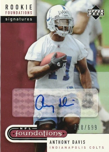 2005 Upper Deck Foundations Anthony Davis Indianapolis Colts Autograph Auto Card - Image 1 of 1
