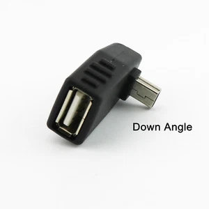 1x Type A Female to Mini B 5 Pin Male 90 Degree Down Angle USB Converter Adaptor - Picture 1 of 6