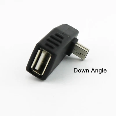 1x Type A Female to Mini B 5 Pin Male 90 Degree Down Angle USB Converter Adaptor - Image 1 of 4