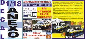 ANEXO DECAL 1/18 FORD ESCORT RS 1800 MK II ROTHMANS VATANEN 1000 LAKES 1979 (06) - Picture 1 of 1
