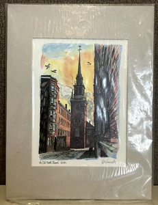 Impresión artística de Robert E Kennedy The Old North Church Boston firmada 9x12 sellada - Imagen 1 de 6