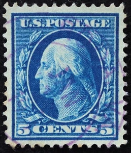 U.S. Used Stamp Scott #378 5c Washington. XF. Lovely Purple CDS Cancel. Gem! - Picture 1 of 2