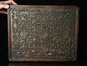 14" Old Chinese Huanghuali Wood Carving Flower Storage Jewel Case Jewelry box - Picture 1 of 8