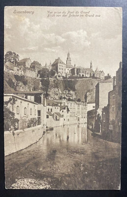 Cubierta de postal con foto real de Luxemburgo de 1926 a Bélgica vista puente Grund Foto 1 de 2