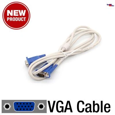 NEW NEU VGA SVGA CABLE KABEL 15-POL PIN 1.8 METER DISPLAY MONITOR TFT LCD TV LED - Bild 1 von 3