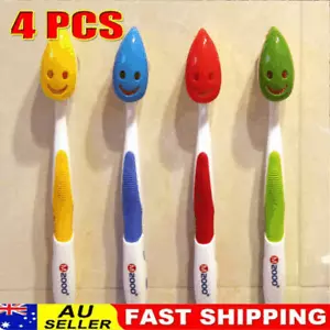 4Pcs Toothbrush Cover Rack Holder Gripping Smile Face Suction Stand Mount Wall - Picture 1 of 16