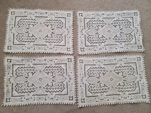 Set Of 4 Point De Venise Ecru Lace Tablemats Placemats. V. Good Clean Condition - Bild 1 von 6