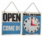 7.5 x 9 Inch Come In / Open or Will Return Plastic Flip Sign with Clock Hands