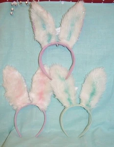 CHOOSE Easter BUNNY Ears White Purple Green PINK One SIZE Fuzzy PLUSH Costume - Picture 1 of 7