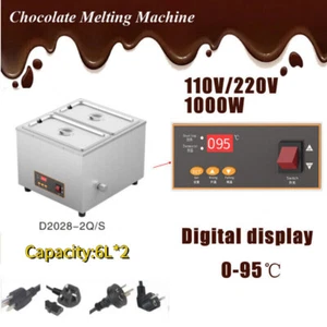 6L*2 Pots Electric Chocolate Melter Maker Commercial Stainless Heater Machine - Picture 1 of 11