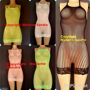 REVEALING SEE-THROUGH BODYCON DRESS FISHNET BODYSTOCKING SHEER DARING CLUBWEAR - Picture 1 of 11
