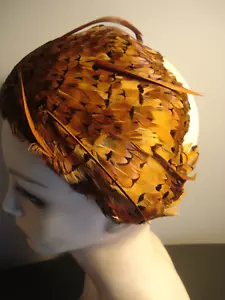 Vintage Brown & Black Purple iridescent Feather Hat - Picture 1 of 4