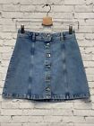 Divided H&M Button-Up A-Line Light Wash Denim Blue Jean Skirt Women's Size 2