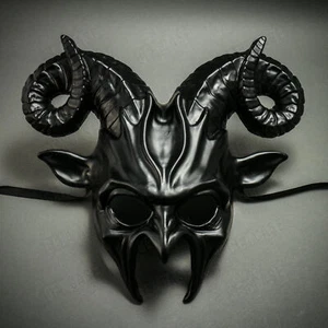 Krampus Devil Twisted Ram Horns Halloween Masquerade Cosplay Party Face Mask - Picture 1 of 15