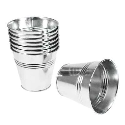 8 Eimer Ø11,5xH10,5cm Zink silber Deko Blumentopf Blecheimer Metalleimer Kübel - Bild 1 von 4
