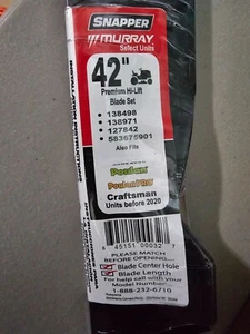 42" Premium Hi Lift Deck Blade Set Snapper Murray Poulan Craftsman 138498 - Picture 1 of 3