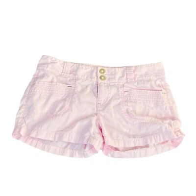 Shorts chino Express vintage cintura baixa rosa claro algodão bolsos tamanho 2 feminino - Imagem 1 de 4