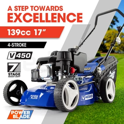 POWERBLADE 17" Lawn Mower 139cc Petrol Powered 4 Stroke Steel Lawnmower - image 1 of 4