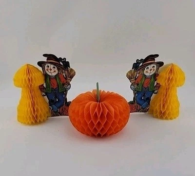 Vintage  Beistle Honeycomb Paper Decor Scarecrow Pumpkin Fall Decor - Image 1 of 4
