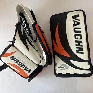 Vaughn Youth Goalie Zestaw rękawic bramkowych Catcher / Blocker pomarańczowo-biały T7100 & B 7100 - Zdjęcie 1 z 12