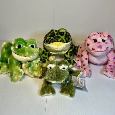 WEBKINZ GANZ lot of 4 FROGS HM144 HM114 HM162 HS001 Stuffed Animal Plush - Image 1 of 4