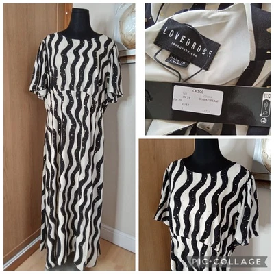 LOVEDROBE black, Cream & Gold Occasions Maxi Dress Size Uk 24 (Bnwt) - Image 1 of 4