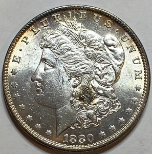 1880 O Morgan Silver Dollar Rim Toning !! BETTER DATE !! RARE !! - Picture 1 of 2